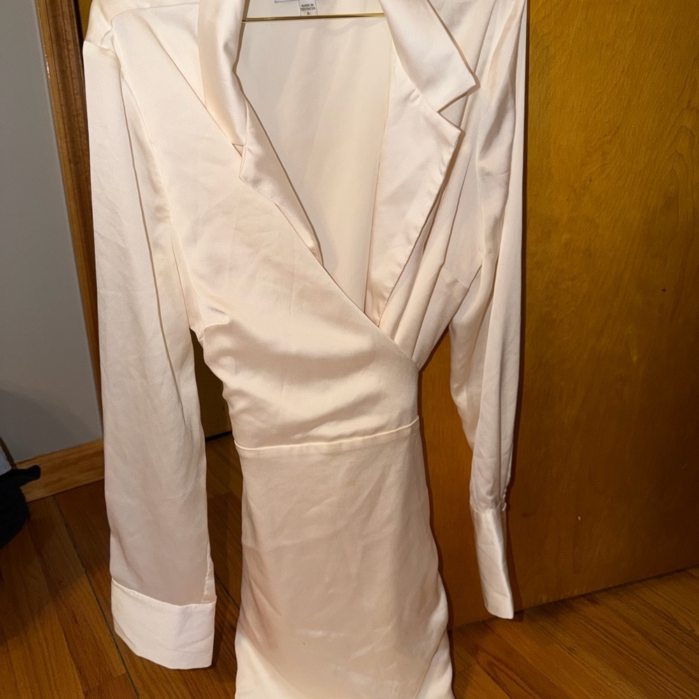 Guess Cream Satin Wrap Dress